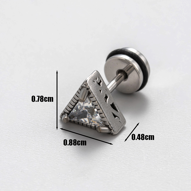 1 Piece Vintage Style Geometric Stainless Steel Zircon Ear Studs display picture 6