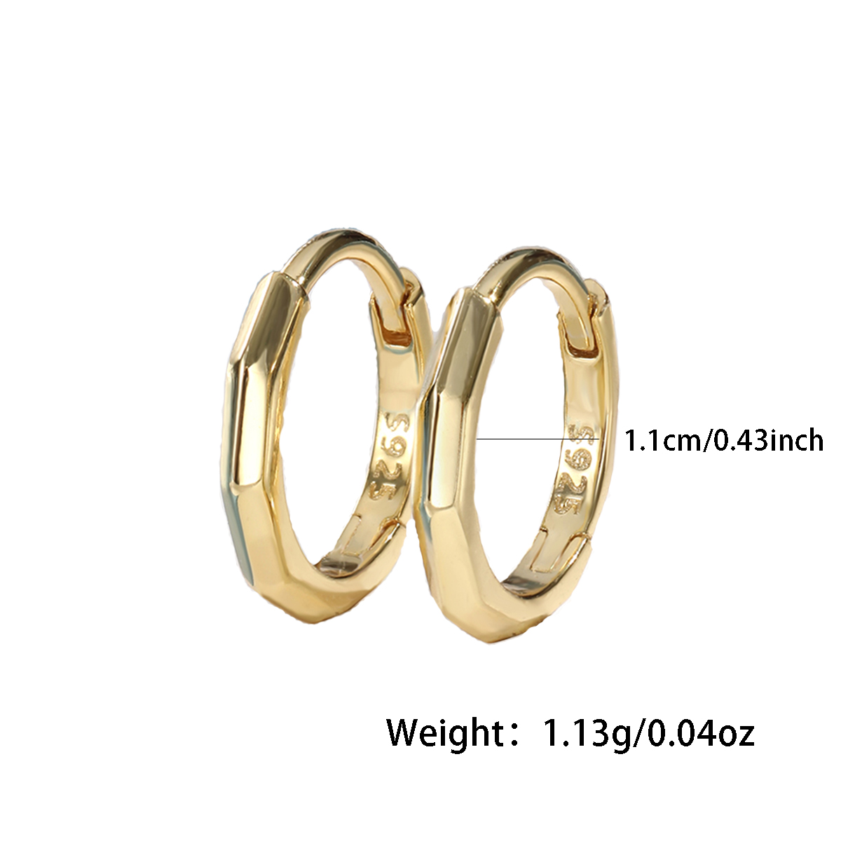 1 Pair Casual Simple Style Circle Round Sterling Silver White Gold Plated Hoop Earrings display picture 2