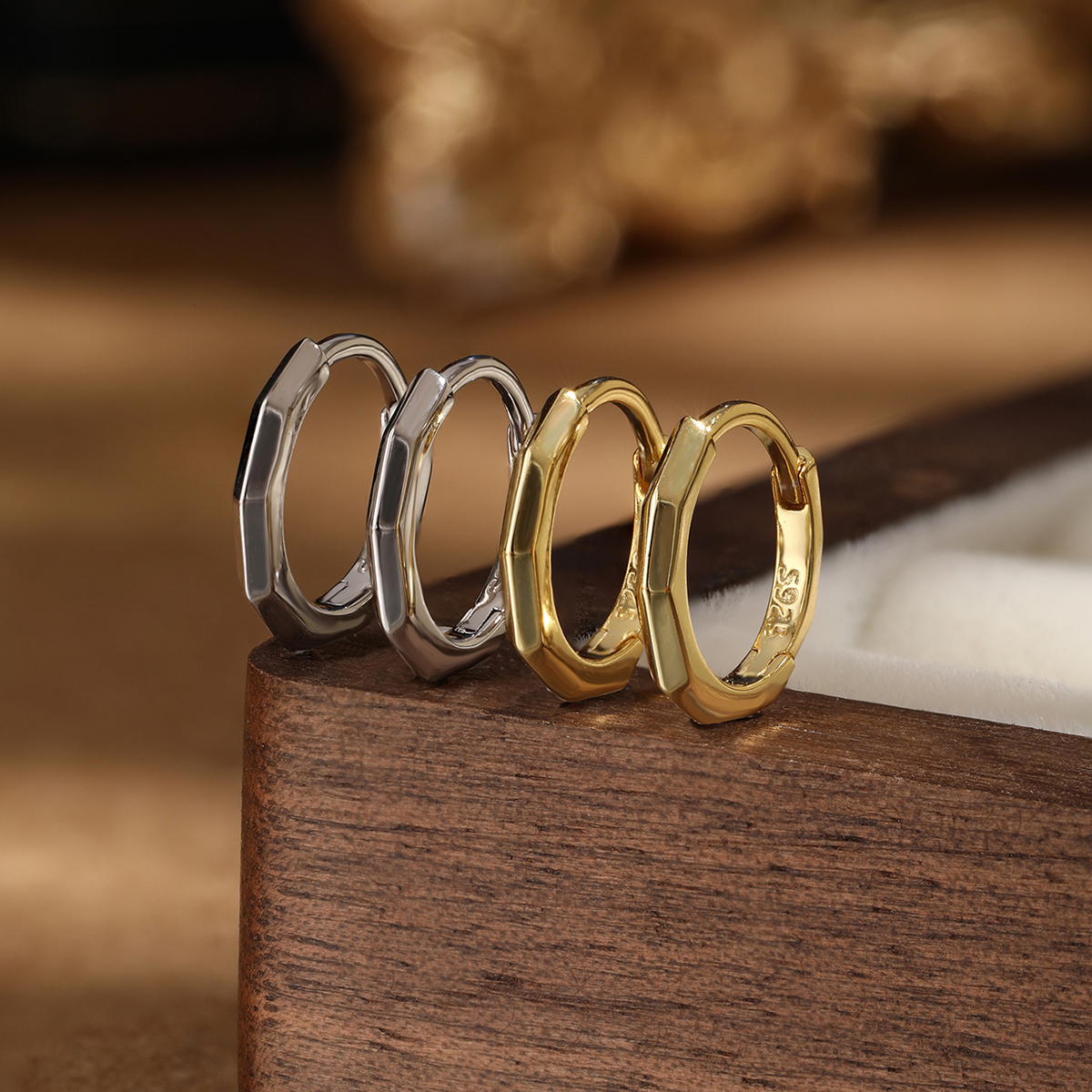 1 Paar Lässig Einfacher Stil Kreis Runden Sterling Silber Weißgold Plattiert Reif Ohrringe display picture 6