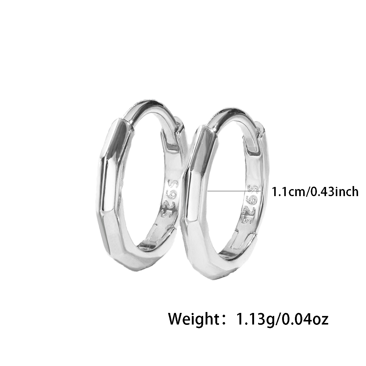 1 Pair Casual Simple Style Circle Round Sterling Silver White Gold Plated Hoop Earrings display picture 1