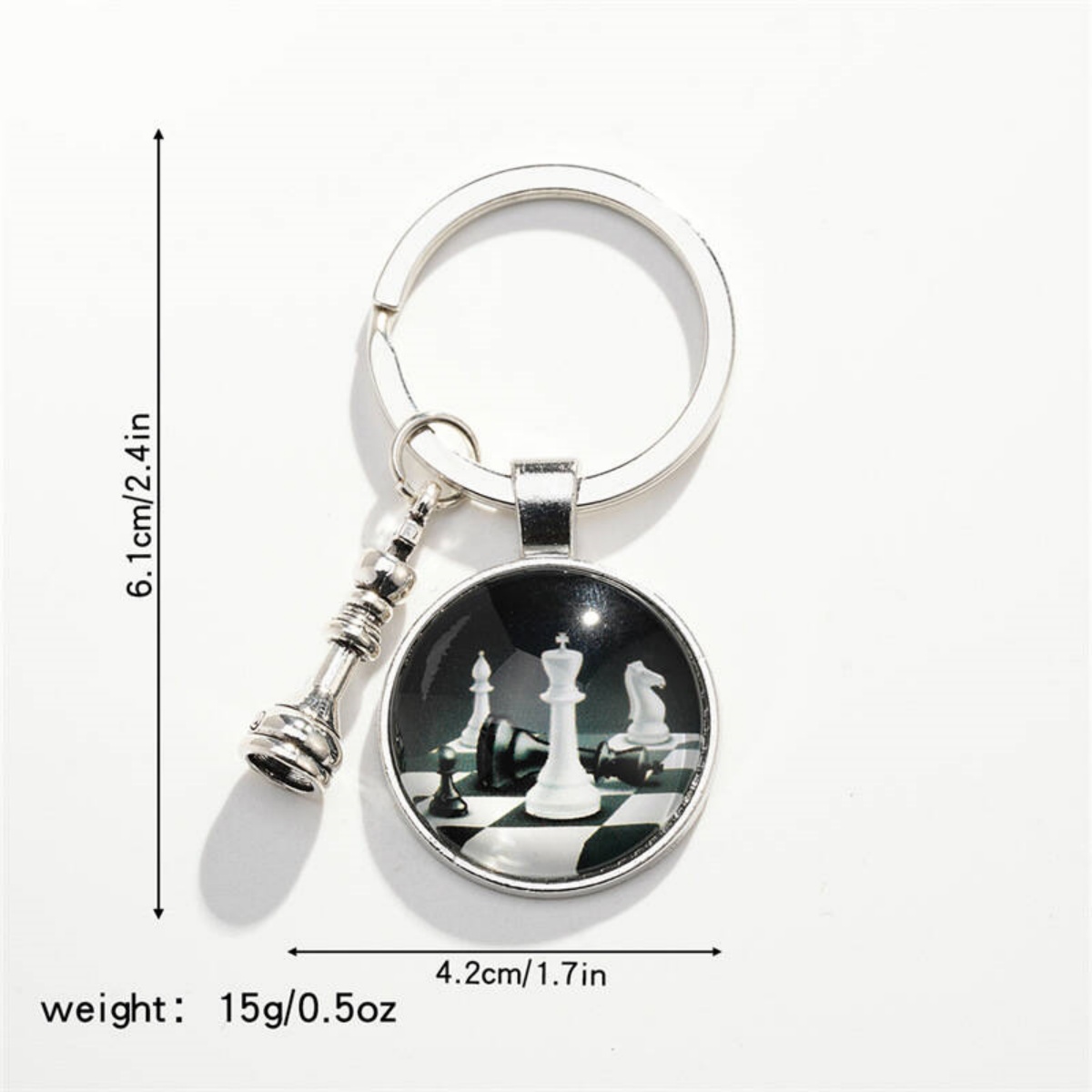 Casual Chess Pieces Alloy Inlay Glass Silver Plated Keychain display picture 2