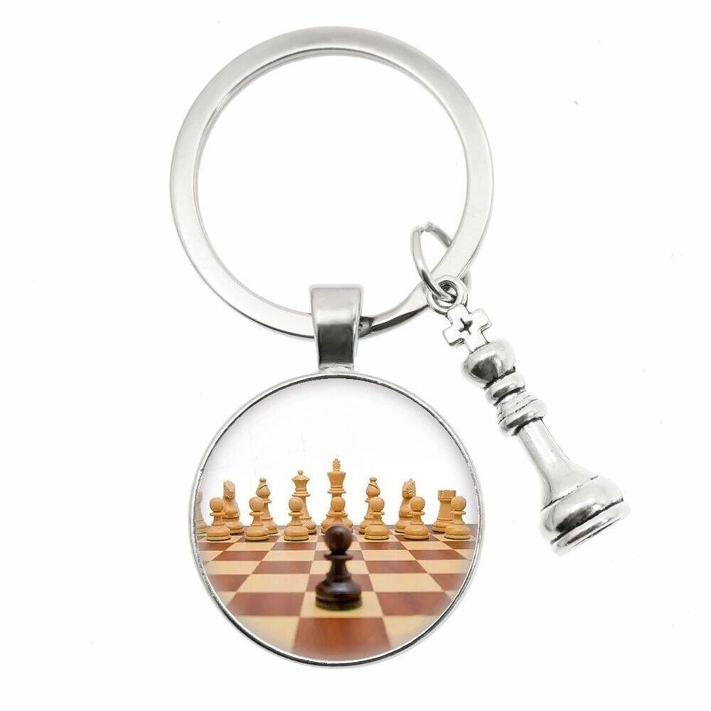 Casual Chess Pieces Alloy Inlay Glass Silver Plated Keychain display picture 9