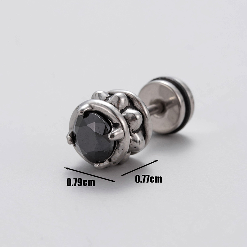 1 Piece Vintage Style Geometric Stainless Steel Zircon Ear Studs display picture 3