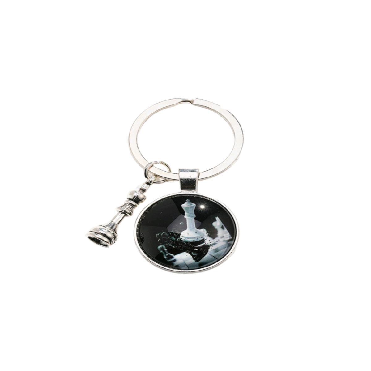 Simple Style Chess Pieces Alloy Inlay Glass Silver Plated Bag Pendant Keychain display picture 13