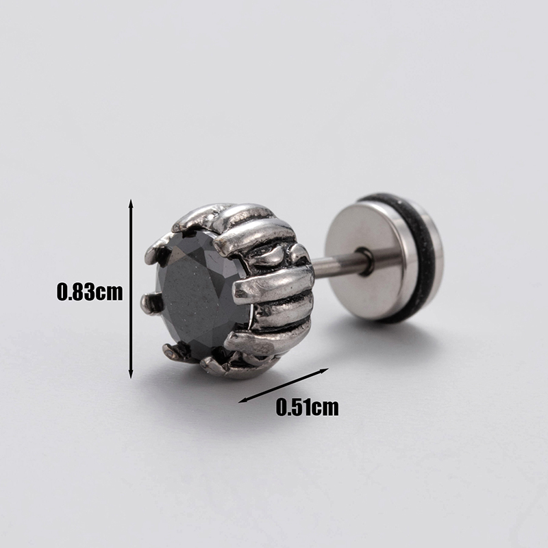 1 Piece Vintage Style Geometric Stainless Steel Zircon Ear Studs display picture 7