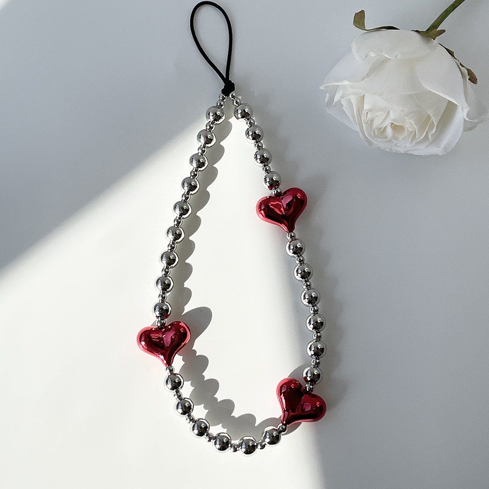 Simple Style Heart Shape Arylic Beaded Handmade Keychain display picture 2