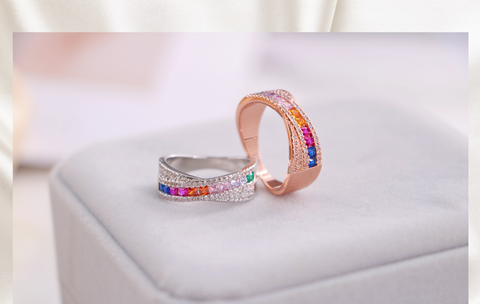 Wholesale Simple Style Geometric Copper Plating Inlay Zircon Rings display picture 1