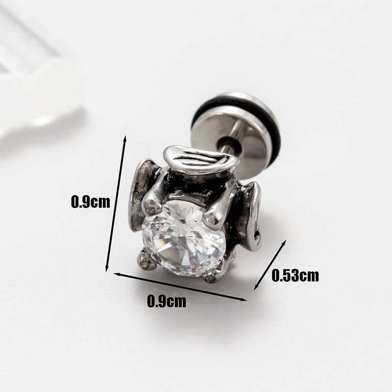 1 Piece Vintage Style Simple Style Geometric Stainless Steel Zircon Ear Studs display picture 5
