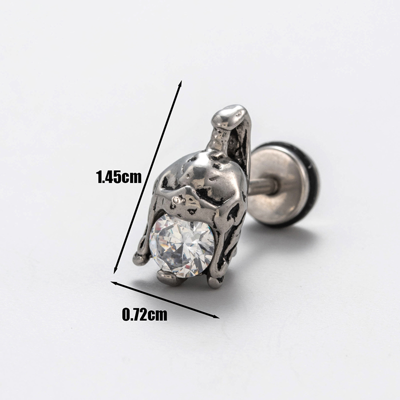 1 Piece Vintage Style Simple Style Geometric Stainless Steel Zircon Ear Studs display picture 6