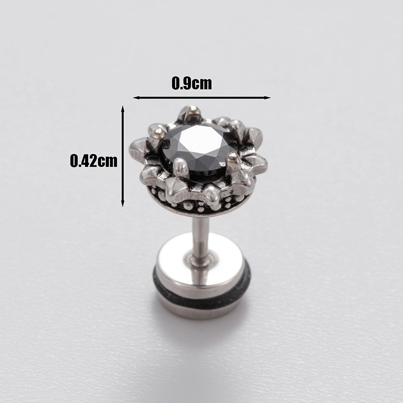1 Piece Casual Vintage Style Geometric Stainless Steel Zircon Ear Studs display picture 4