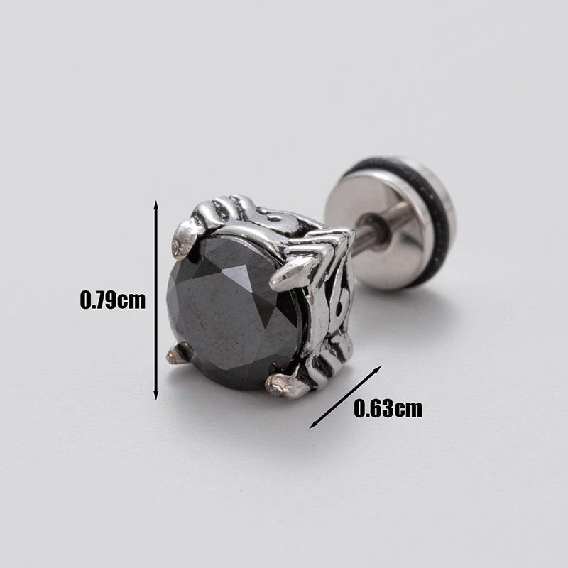 1 Piece Casual Vintage Style Geometric Stainless Steel Zircon Ear Studs display picture 6