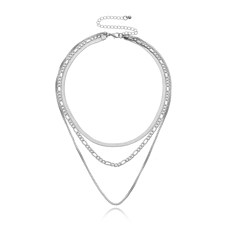 Hip-Hop Simple Style Geometric Alloy Women's Three Layer Necklace display picture 3