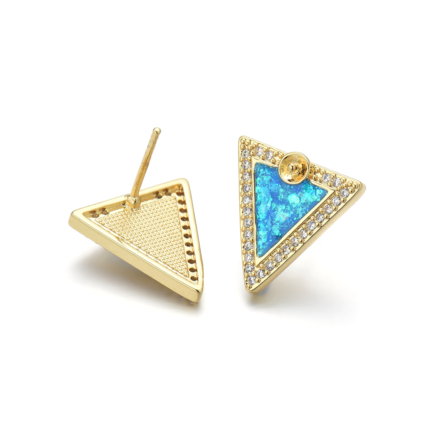 1 Pair Casual Simple Style Triangle Moon Heart Shape Copper Zircon 18K Gold Plated Ear Studs display picture 8