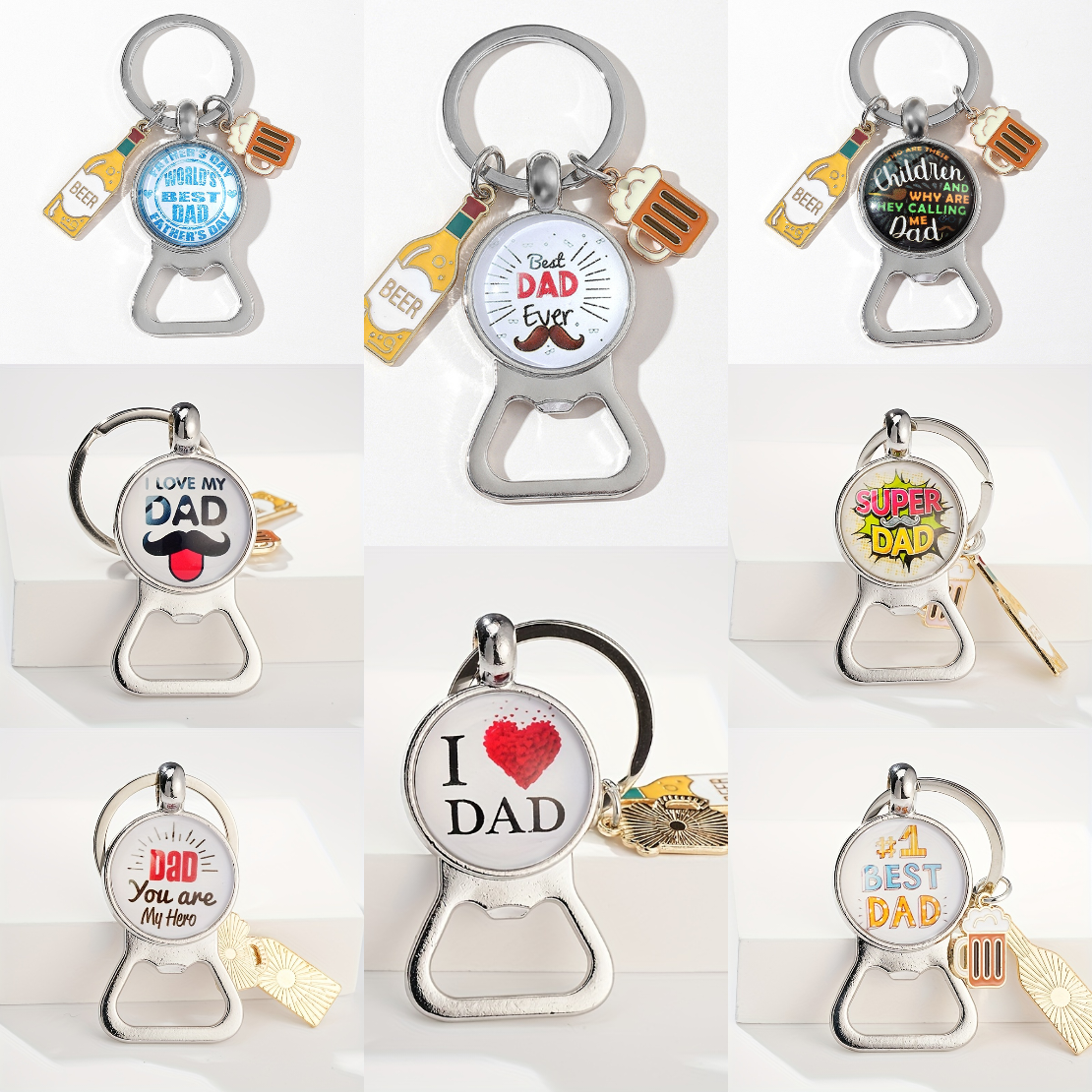 Casual Simple Style Letter Can Openers Alloy Glass Silver Plated Keychain display picture 1