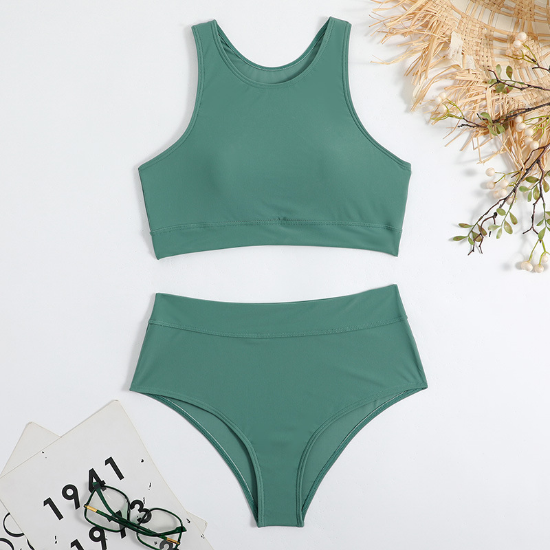 Women's Solid Color 2 Pieces Set Bikinis Swimwear display picture 7