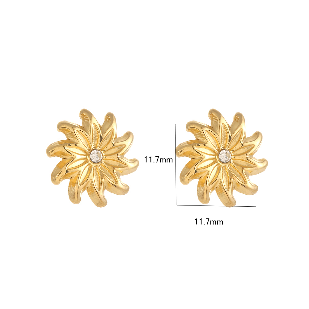 1 Pair IG Style Simple Style Heart Shape Owl Bow Knot Inlay Stainless Steel Rhinestones 18K Gold Plated Ear Studs display picture 9