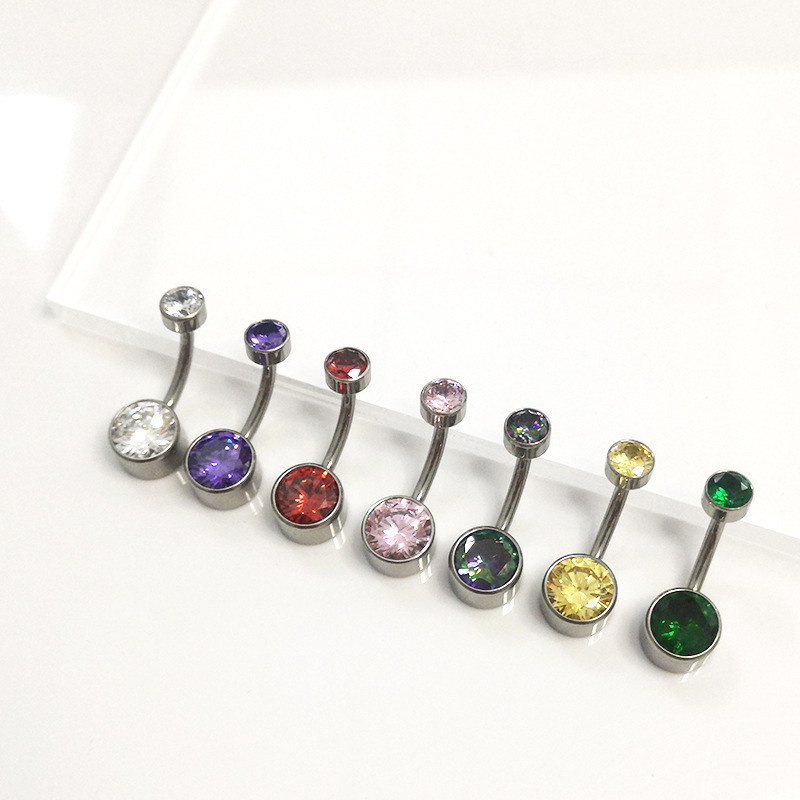 1 Piece Belly Rings Elegant Simple Style Solid Color Pure Titanium Inlay Zircon Belly Rings display picture 3