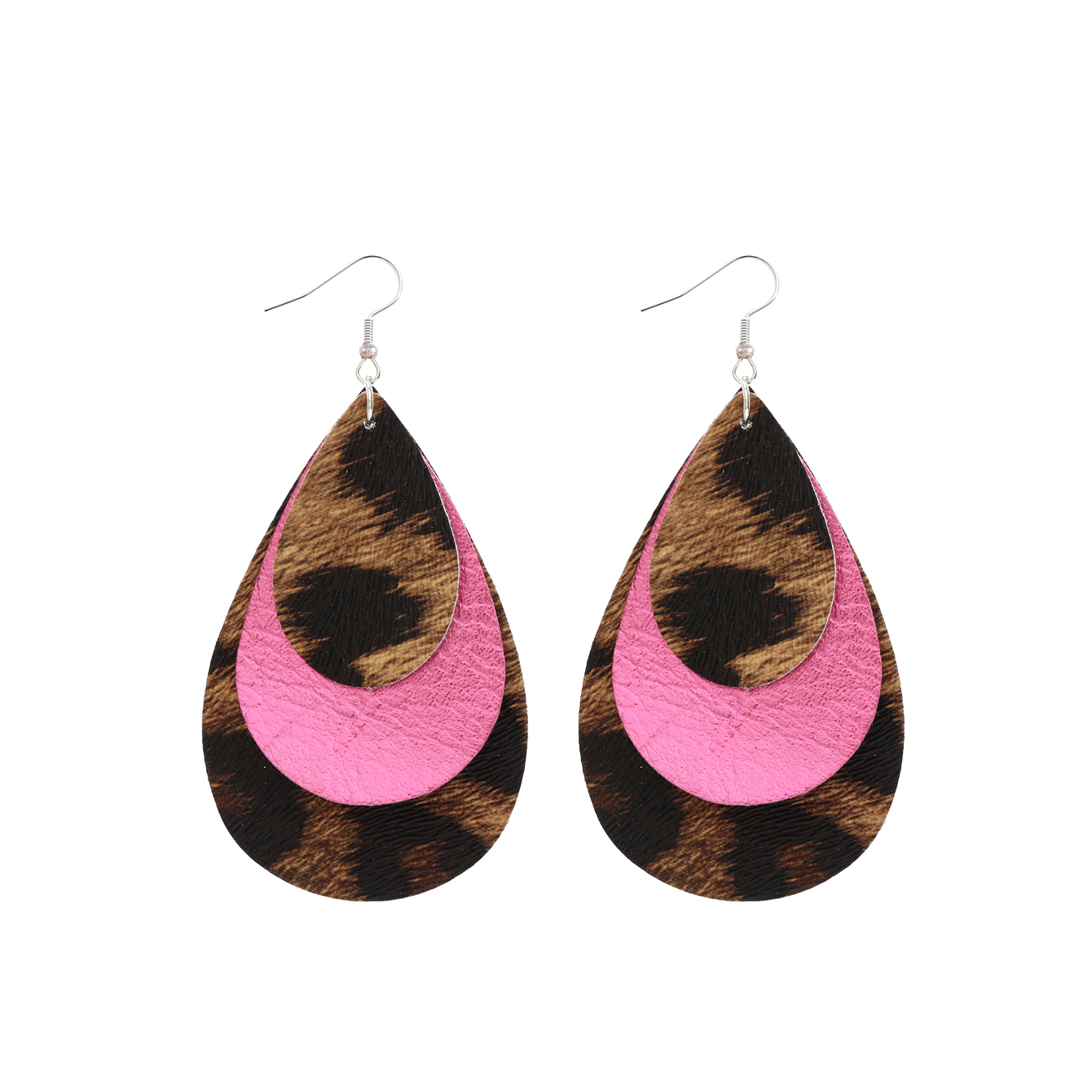 1 Pair Formal Simple Style Water Droplets Printing Pu Leather Drop Earrings display picture 4