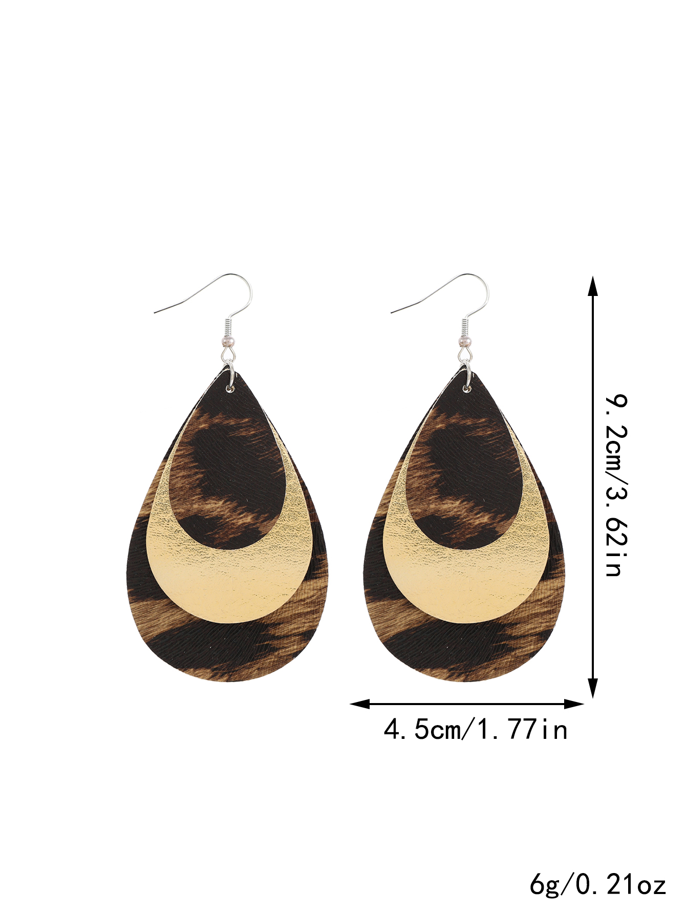 1 Pair Formal Simple Style Water Droplets Printing Pu Leather Drop Earrings display picture 6