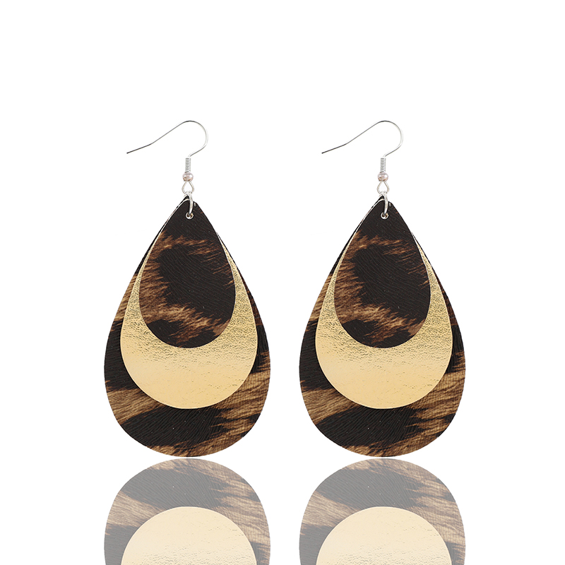 1 Pair Formal Simple Style Water Droplets Printing Pu Leather Drop Earrings display picture 5