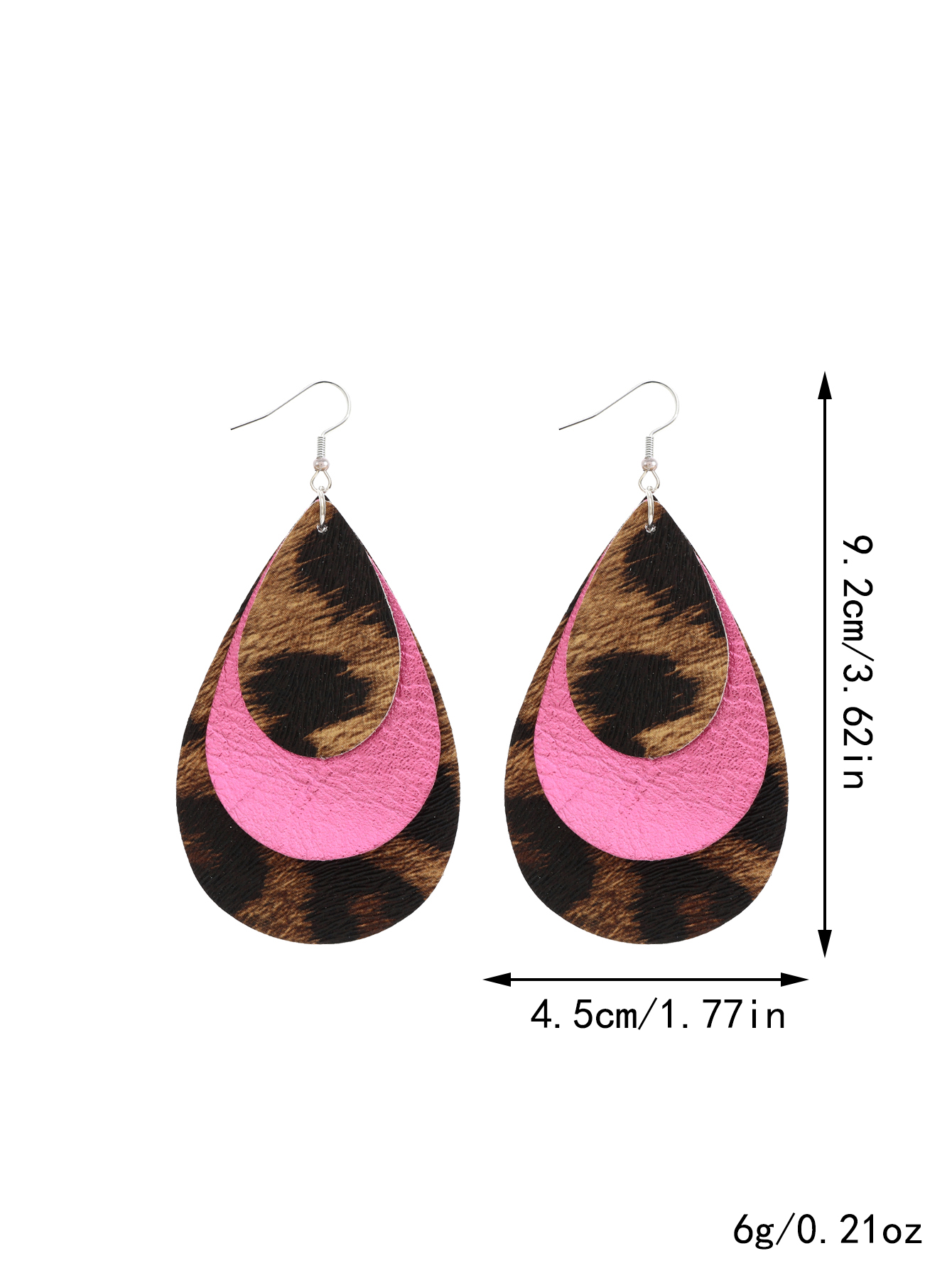 1 Pair Formal Simple Style Water Droplets Printing Pu Leather Drop Earrings display picture 7