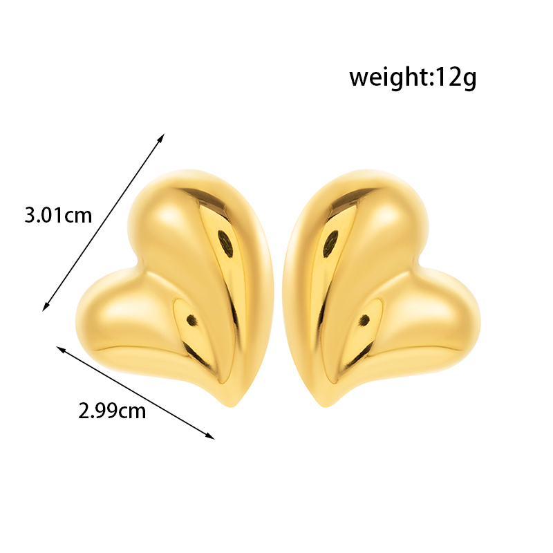 304 Stainless Steel 18K Gold Plated French Style Simple Style Heart Shape Earrings Necklace display picture 3