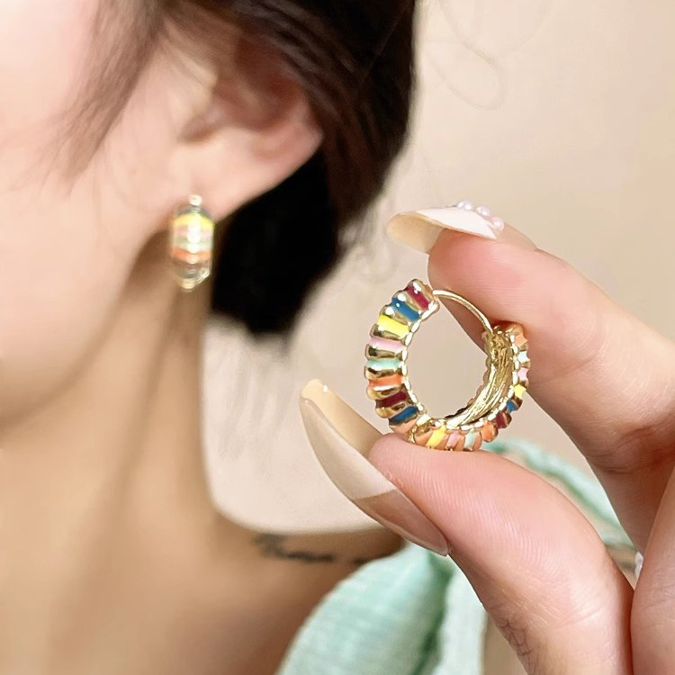 1 Paire Mignon Style Vintage Rond Placage Le Cuivre Plaqué Or 18K Boucles D'Oreilles display picture 7