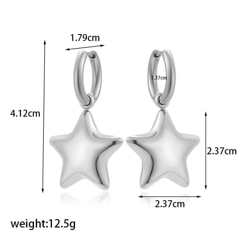 304 Stainless Steel 18K Gold Plated French Style Simple Style Star Earrings Necklace display picture 2