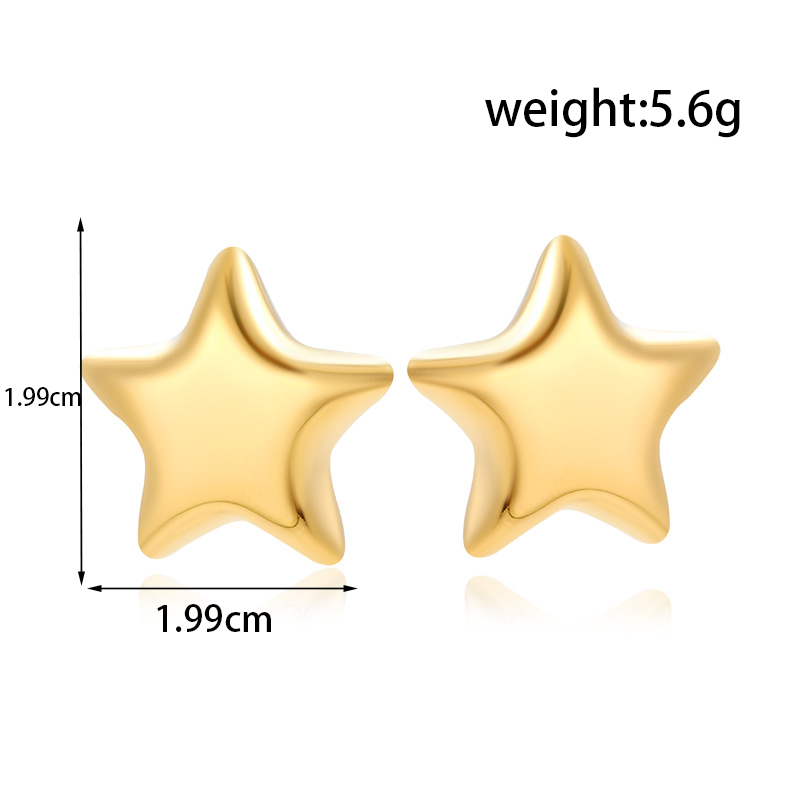 304 Stainless Steel 18K Gold Plated French Style Simple Style Star Earrings Necklace display picture 3