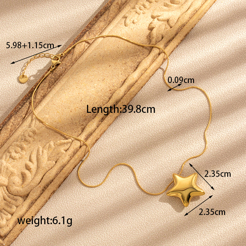 Acero Inoxidable 304 Chapados en oro de 18k Estilo Francés Estilo Simple Estrella Aretes Collar display picture 12