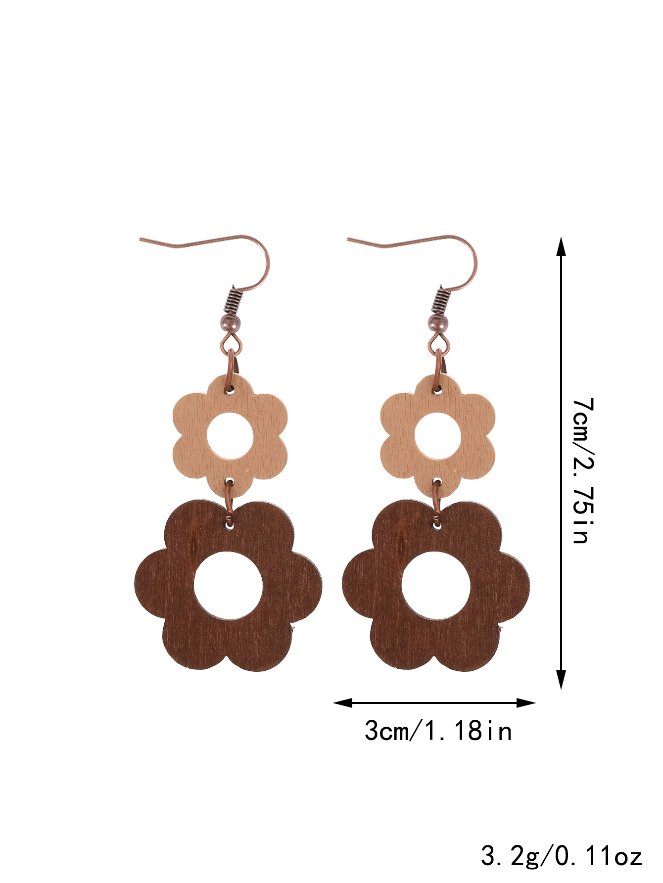 1 Pair Preppy Style Simple Style Sector Flower Patchwork Wood Iron Drop Earrings display picture 6