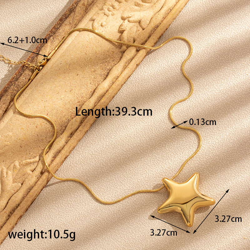 Acero Inoxidable 304 Chapados en oro de 18k Estilo Francés Estilo Simple Estrella Aretes Collar display picture 13
