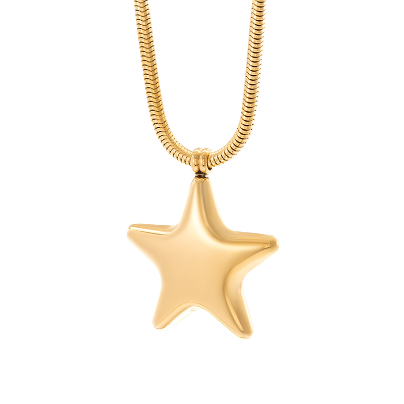 304 Stainless Steel 18K Gold Plated French Style Simple Style Star Earrings Necklace display picture 15
