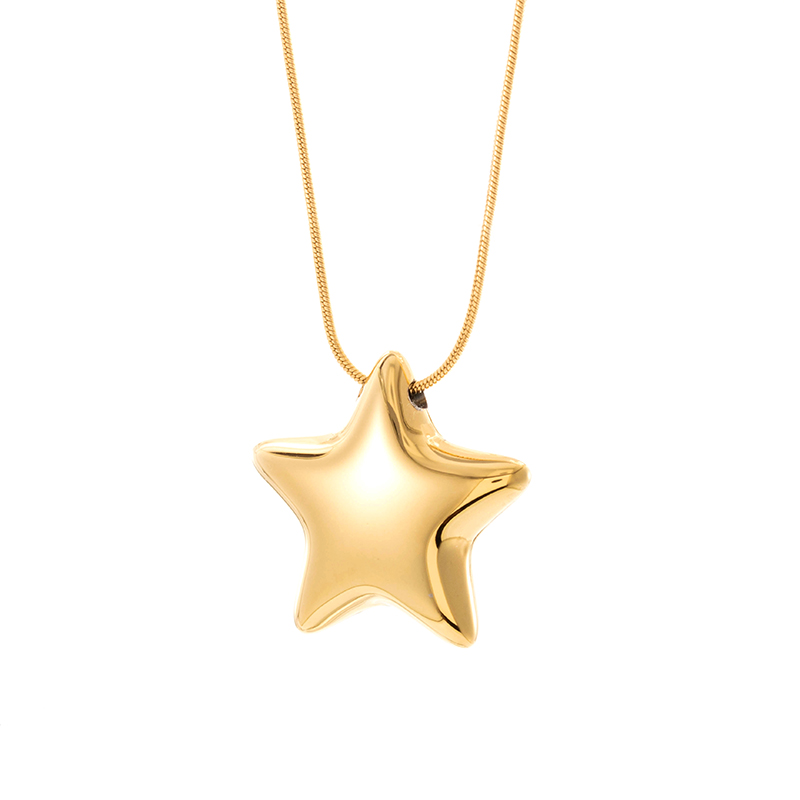 Acero Inoxidable 304 Chapados en oro de 18k Estilo Francés Estilo Simple Estrella Aretes Collar display picture 17