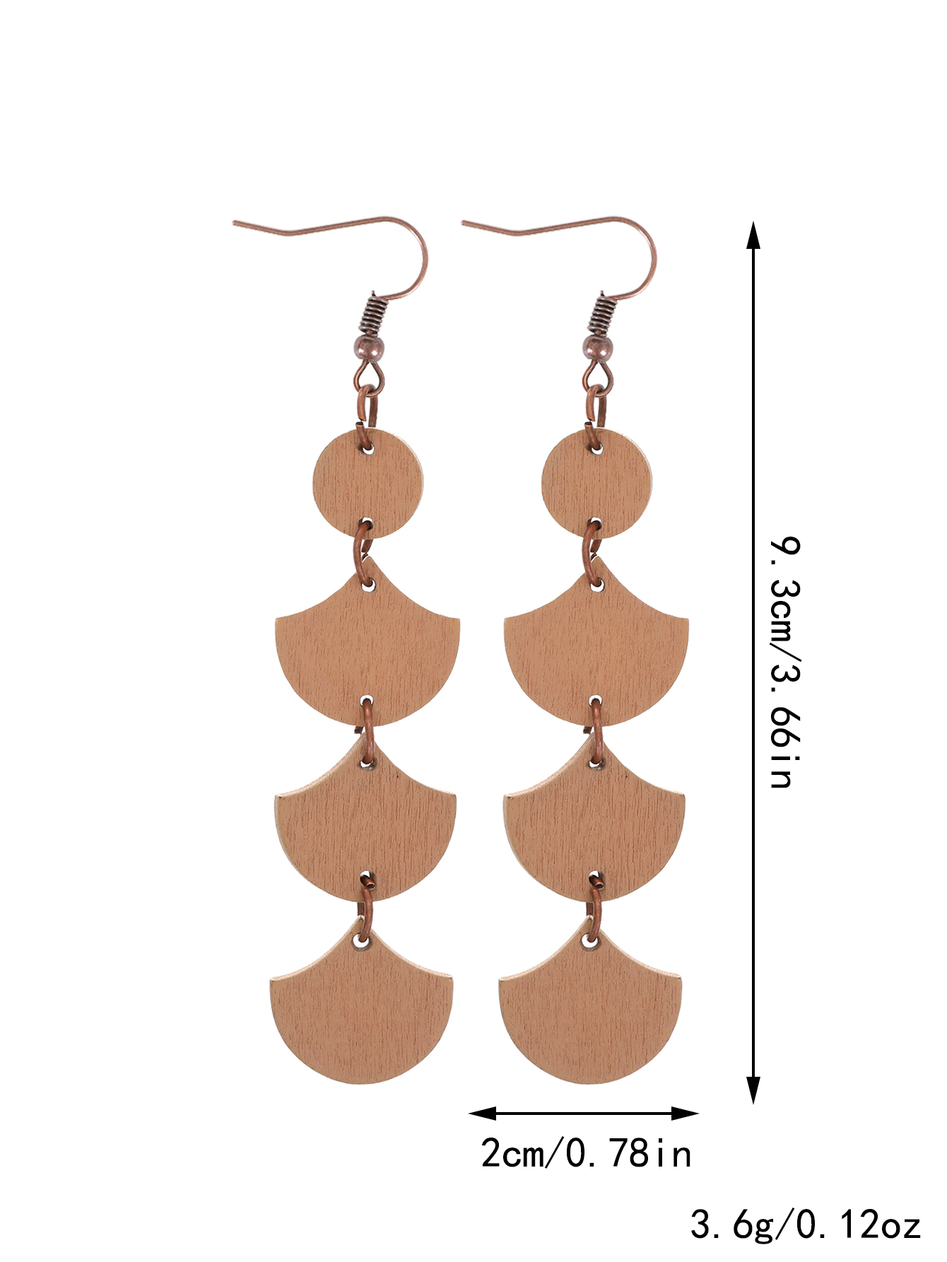 1 Pair Preppy Style Simple Style Sector Flower Patchwork Wood Iron Drop Earrings display picture 8