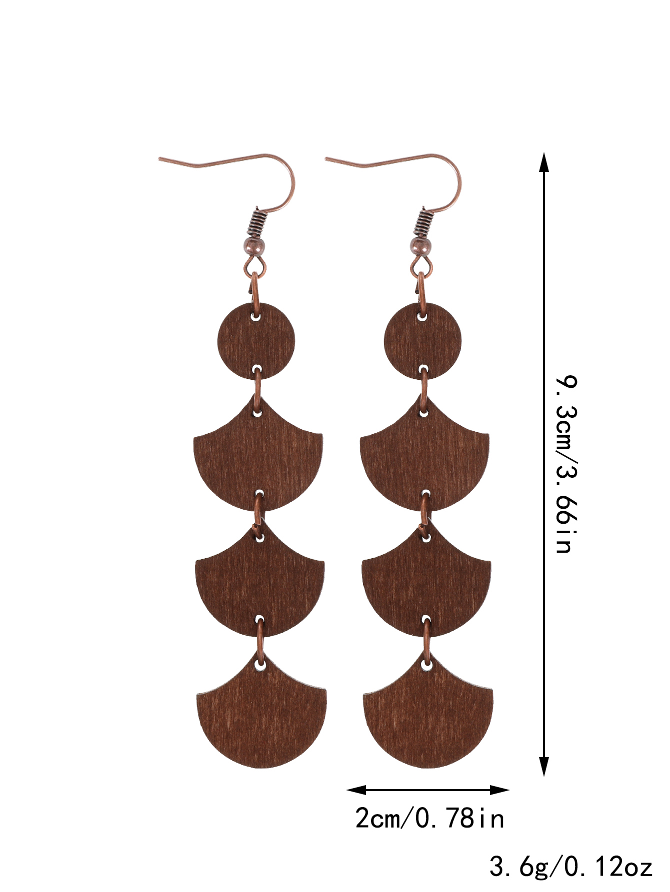1 Pair Preppy Style Simple Style Sector Flower Patchwork Wood Iron Drop Earrings display picture 7