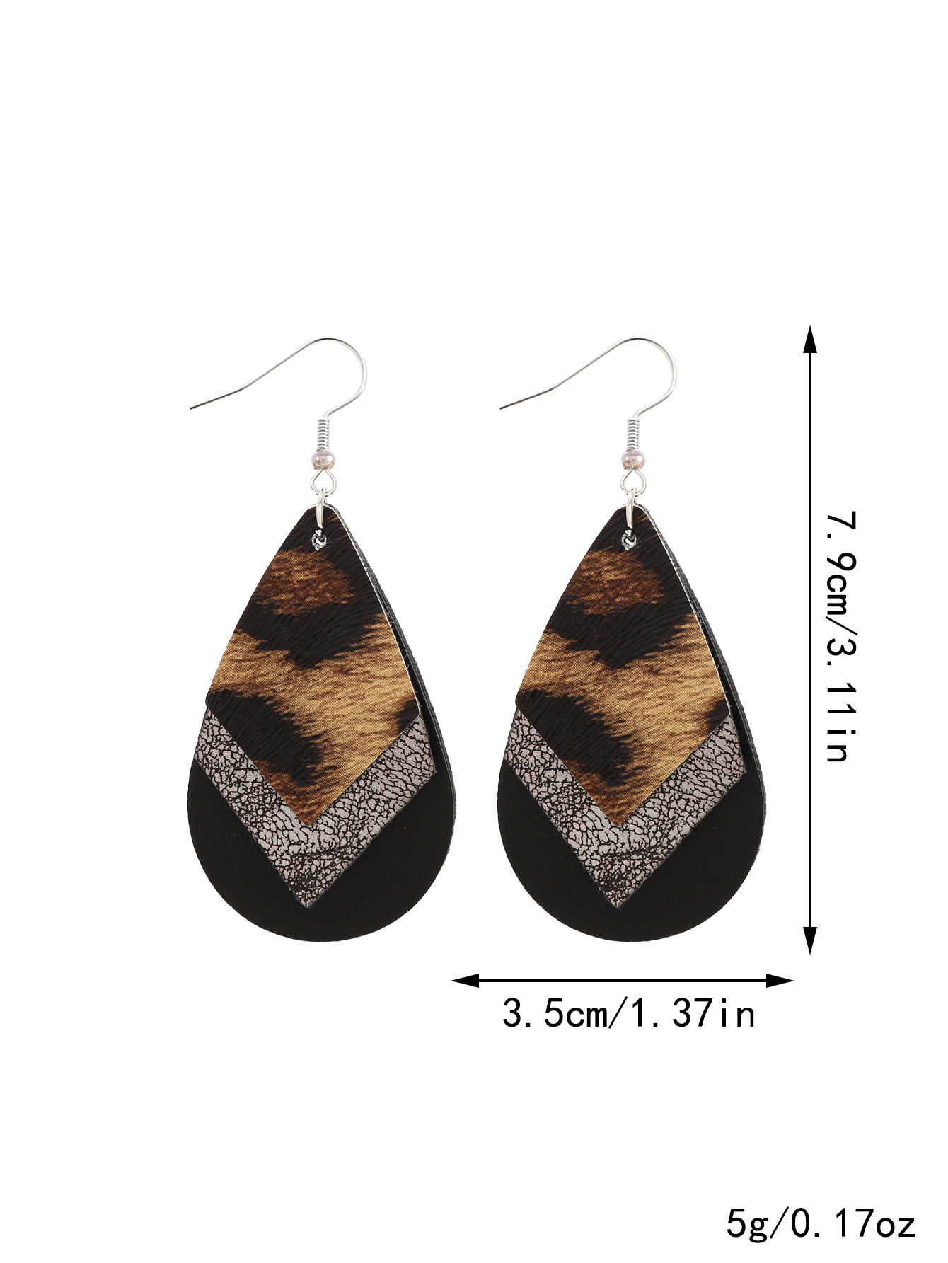 1 Pair Casual Simple Style Classic Style Color Block Printing Pu Leather Drop Earrings display picture 6