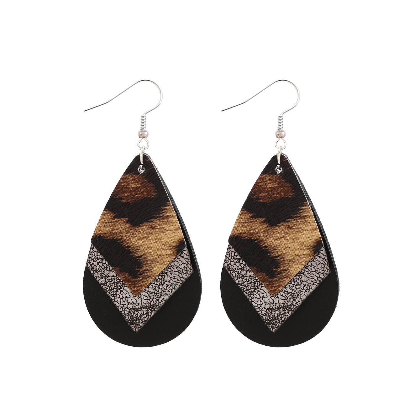 1 Pair Casual Simple Style Classic Style Color Block Printing Pu Leather Drop Earrings display picture 4