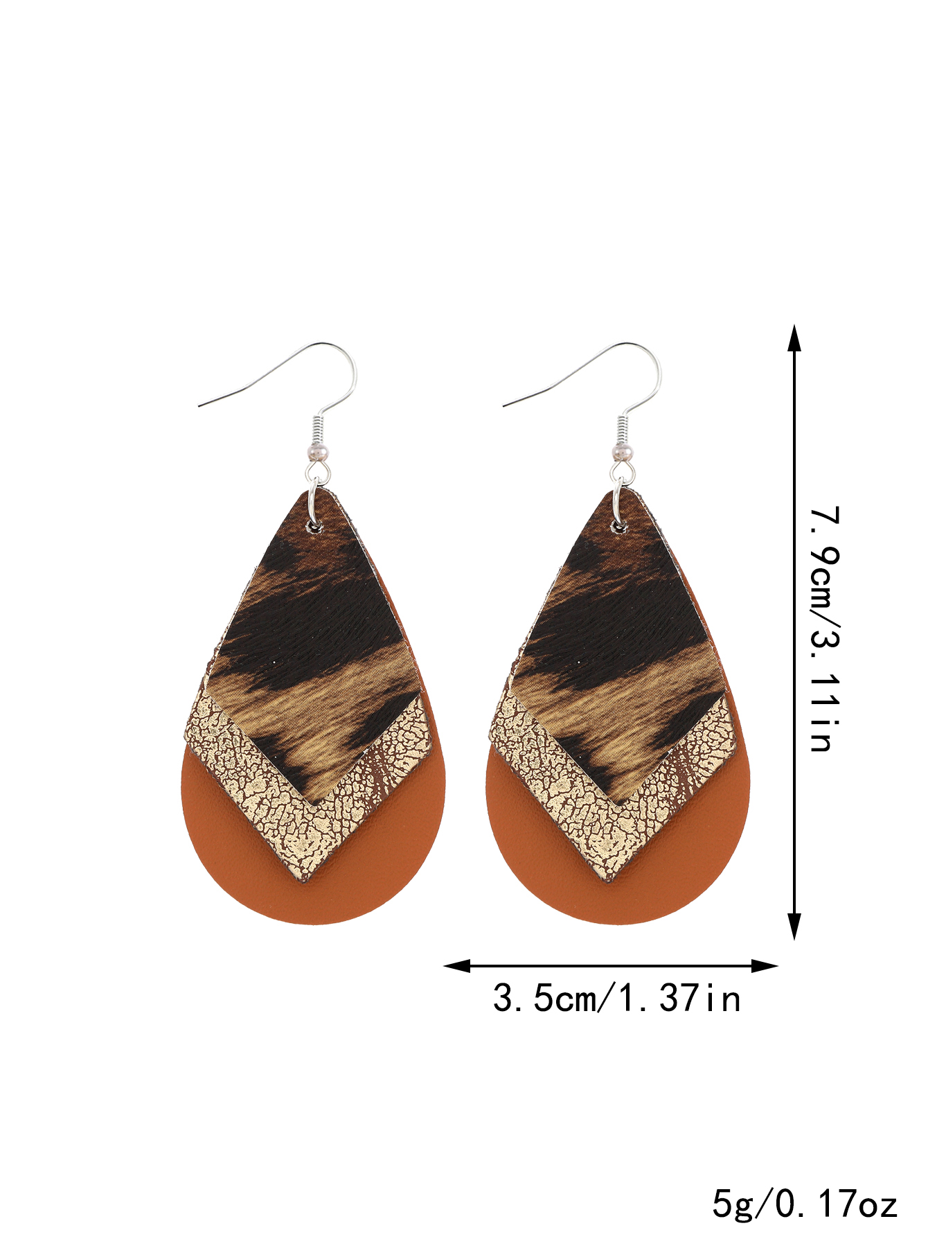 1 Pair Casual Simple Style Classic Style Color Block Printing Pu Leather Drop Earrings display picture 5