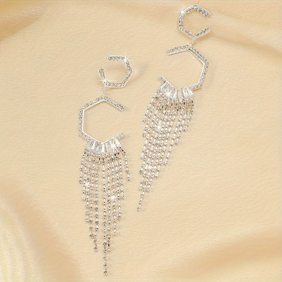 1 Pair Cute Solid Color Plating Inlay Alloy Zircon Silver Plated Drop Earrings display picture 5