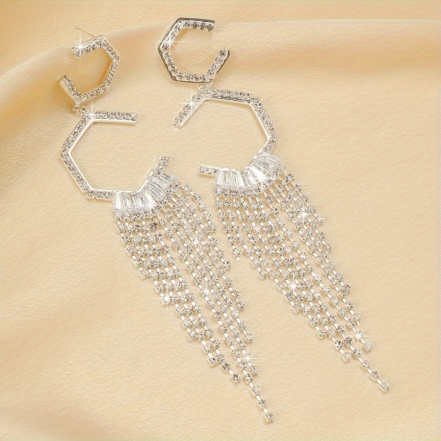1 Pair Cute Solid Color Plating Inlay Alloy Zircon Silver Plated Drop Earrings display picture 6