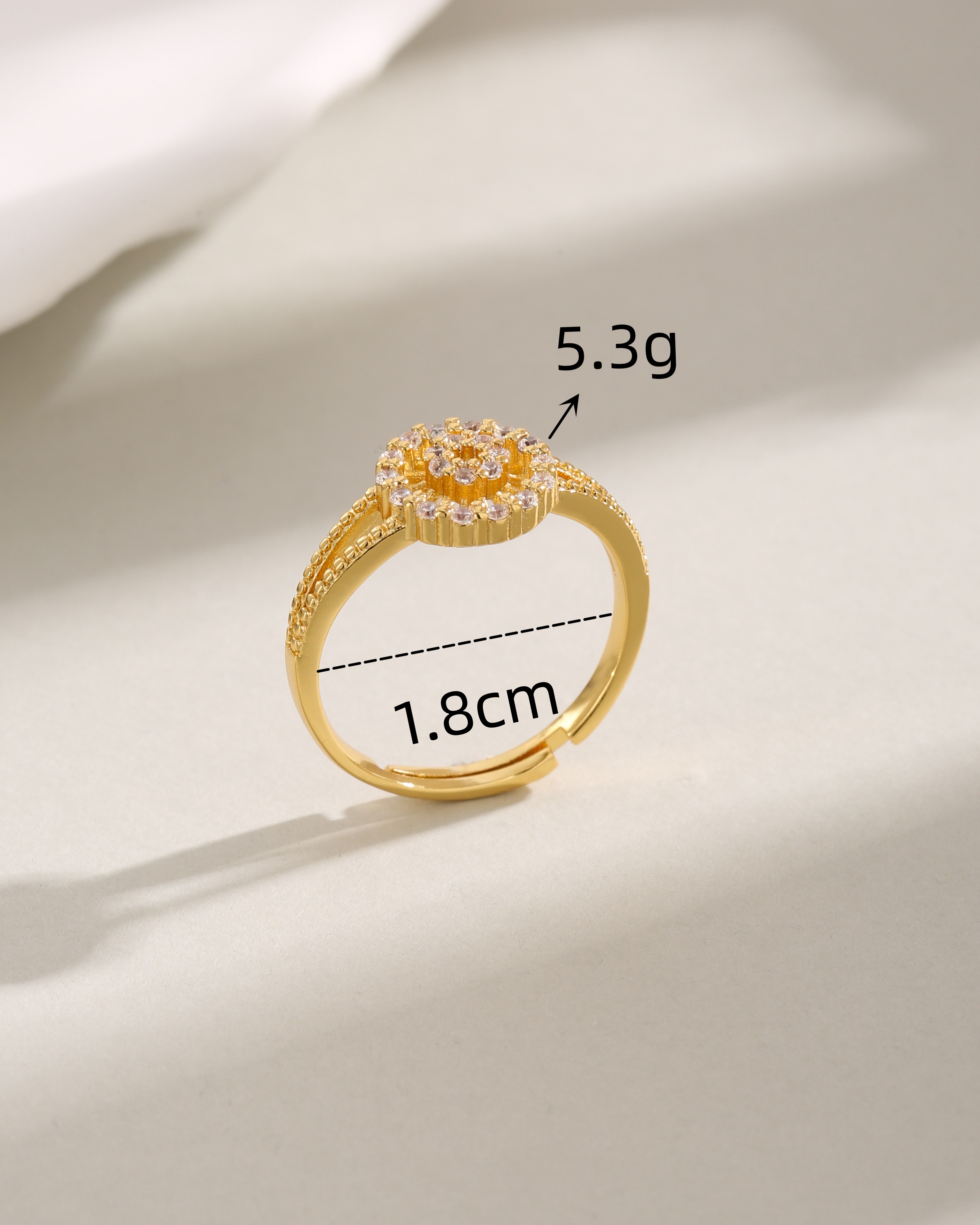 Wholesale Elegant Luxurious Geometric Copper Inlay 18K Gold Plated Zircon Adjustable Ring display picture 3