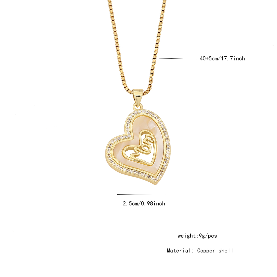 304 Stainless Steel Copper 18K Gold Plated Simple Style Classic Style Plating Heart Shape Zircon Pendant Necklace display picture 11