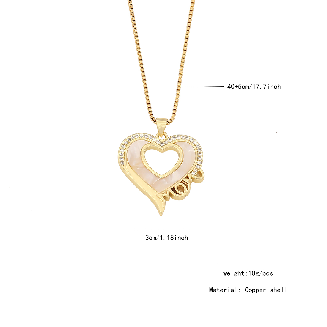 304 Stainless Steel Copper 18K Gold Plated Simple Style Classic Style Plating Heart Shape Zircon Pendant Necklace display picture 1