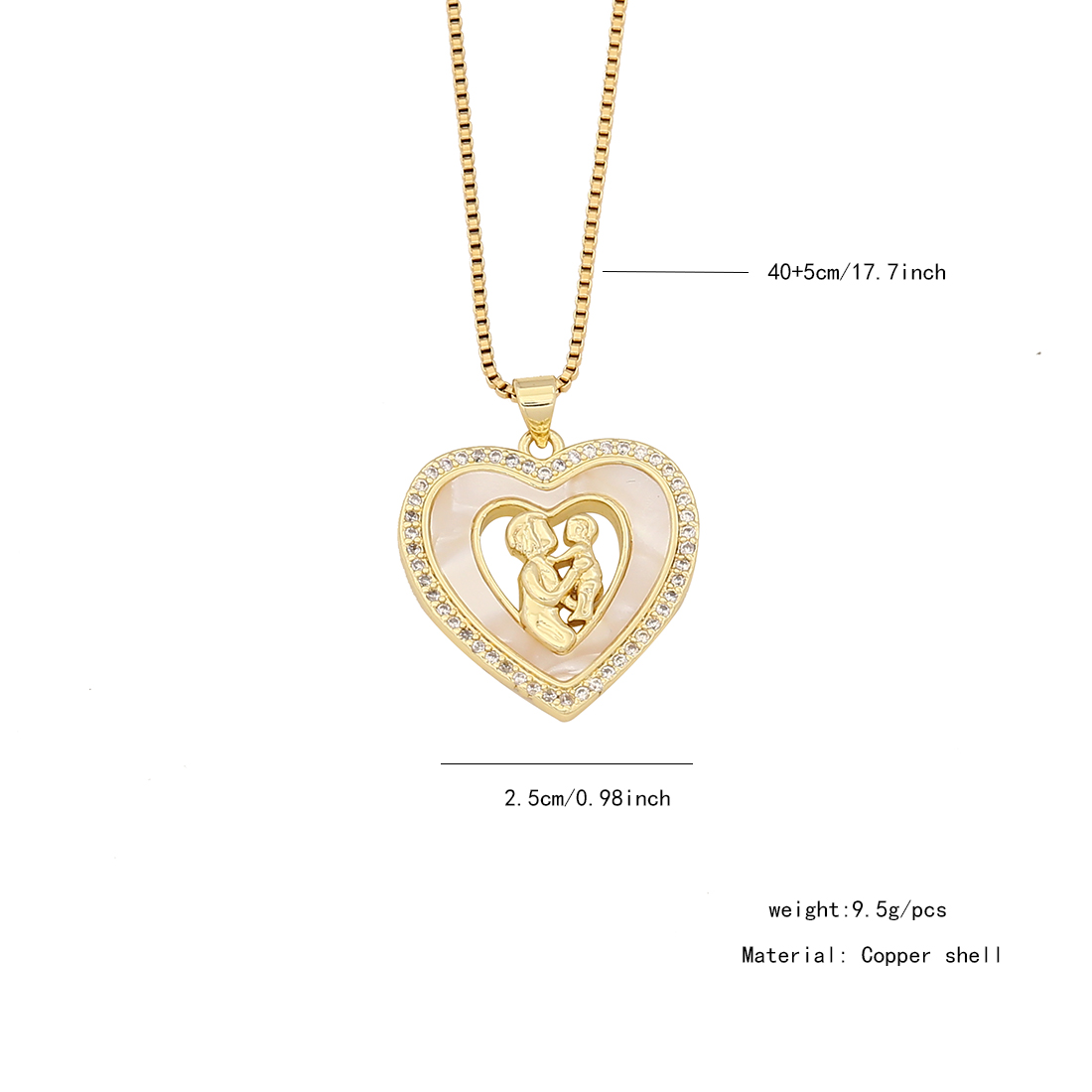304 Stainless Steel Copper 18K Gold Plated Simple Style Classic Style Plating Heart Shape Zircon Pendant Necklace display picture 7