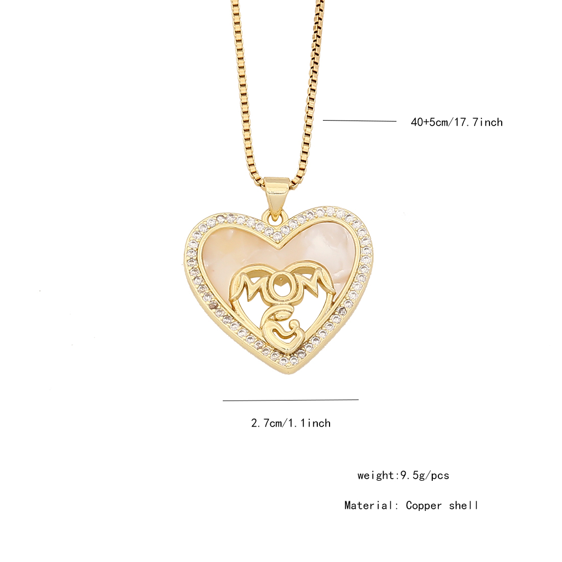 304 Stainless Steel Copper 18K Gold Plated Simple Style Classic Style Plating Heart Shape Zircon Pendant Necklace display picture 9