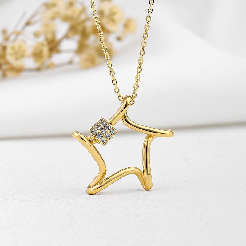 Copper 18K Gold Plated Simple Style Classic Style Plating Inlay Star Zircon Pendant Necklace display picture 1