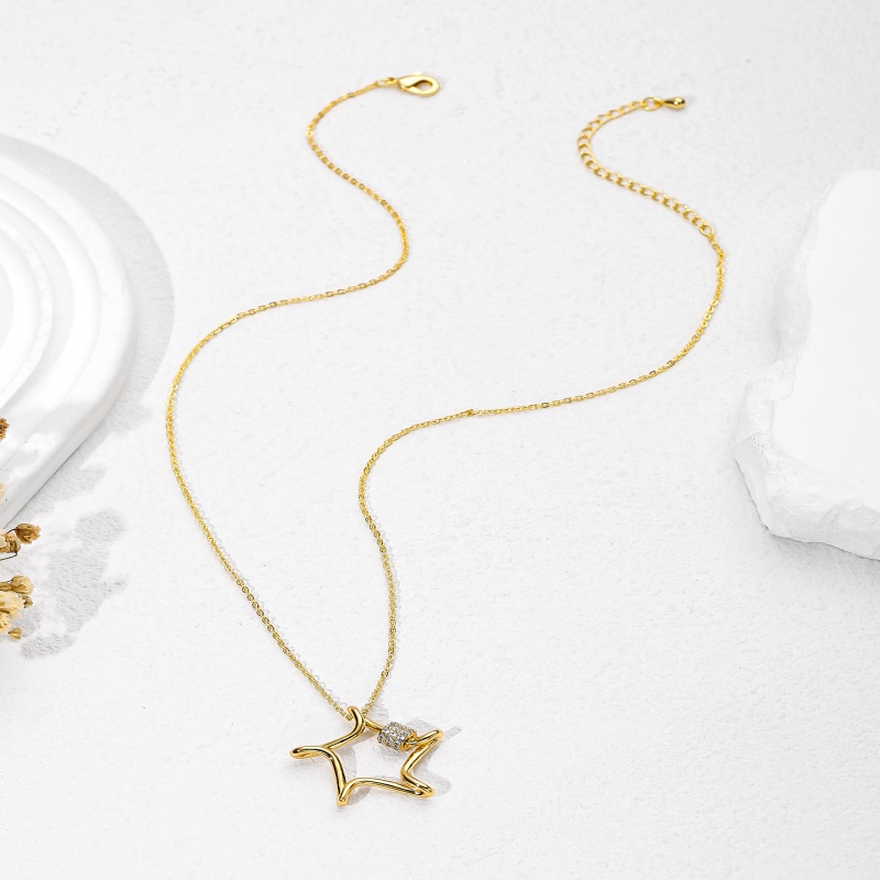Cobre Chapados en oro de 18k Estilo Simple Estilo Clásico Enchapado Embutido Estrella Circón Collar Colgante display picture 4