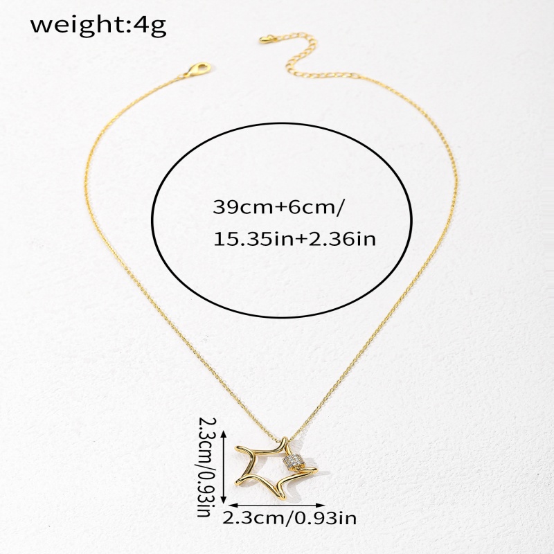Copper 18K Gold Plated Simple Style Classic Style Plating Inlay Star Zircon Pendant Necklace display picture 5
