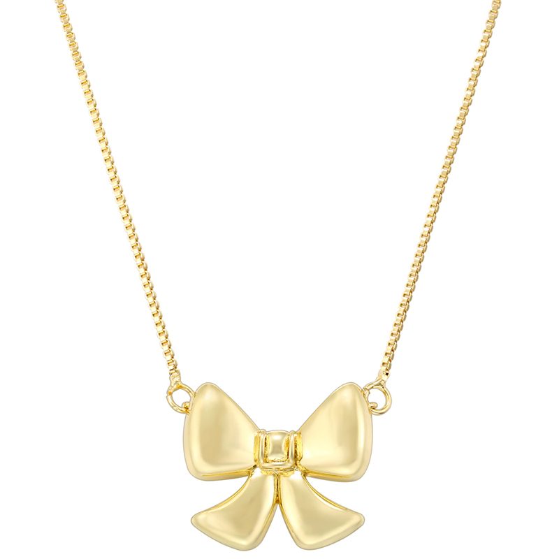 Copper 18K Gold Plated Casual Bow Knot Pendant Necklace display picture 2